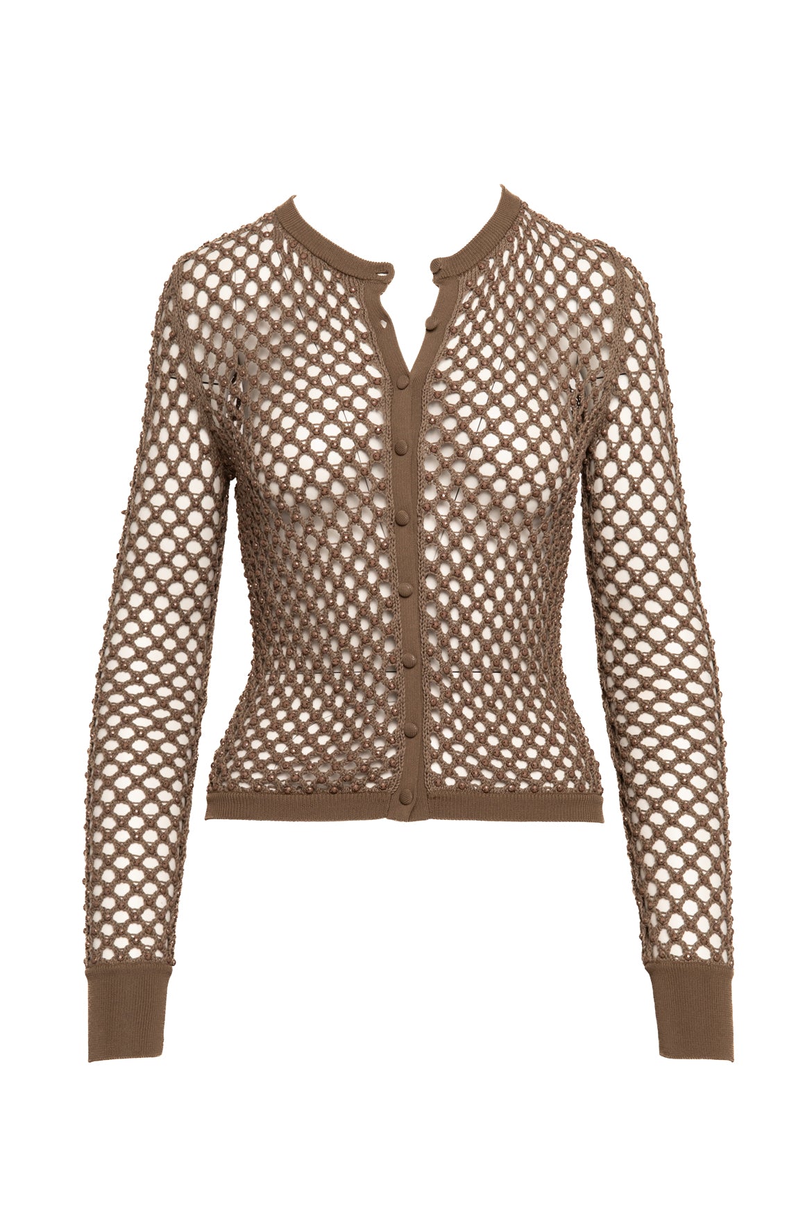 DIOTIMA Olive Beaded Knit Cardigan (Sz. S)