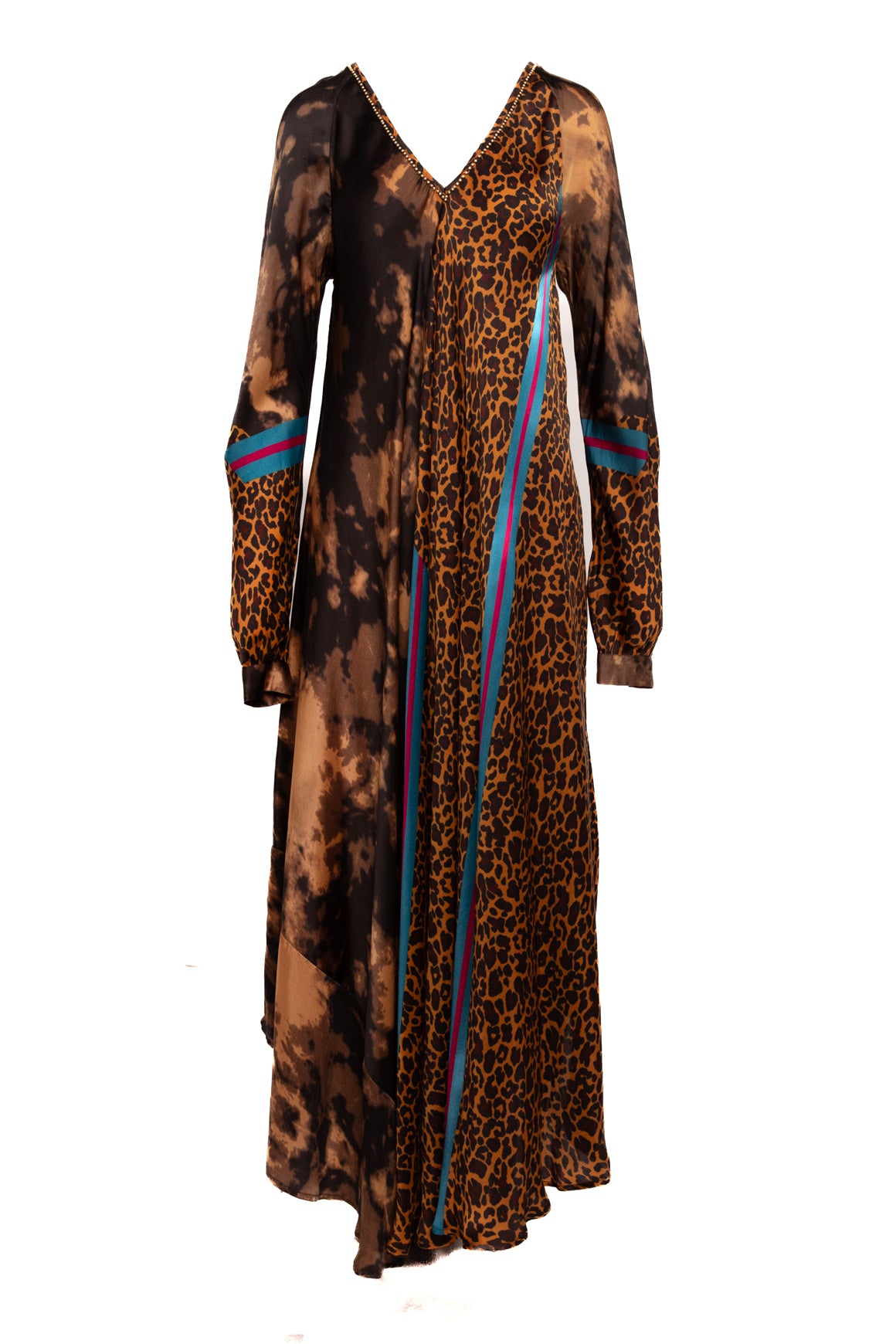 MES DEMOISELLES Silk Cheetah Printed Silk Long Sleeve Dress (Sz. XS)