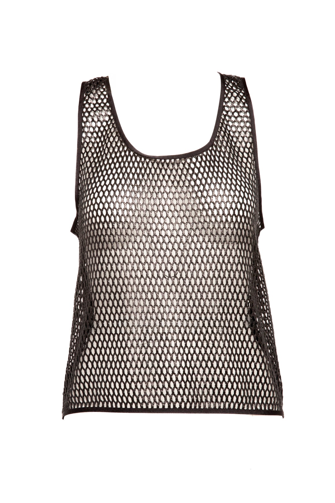 SAINT LAURENT Black Open Knit Tank Top (Sz. S)