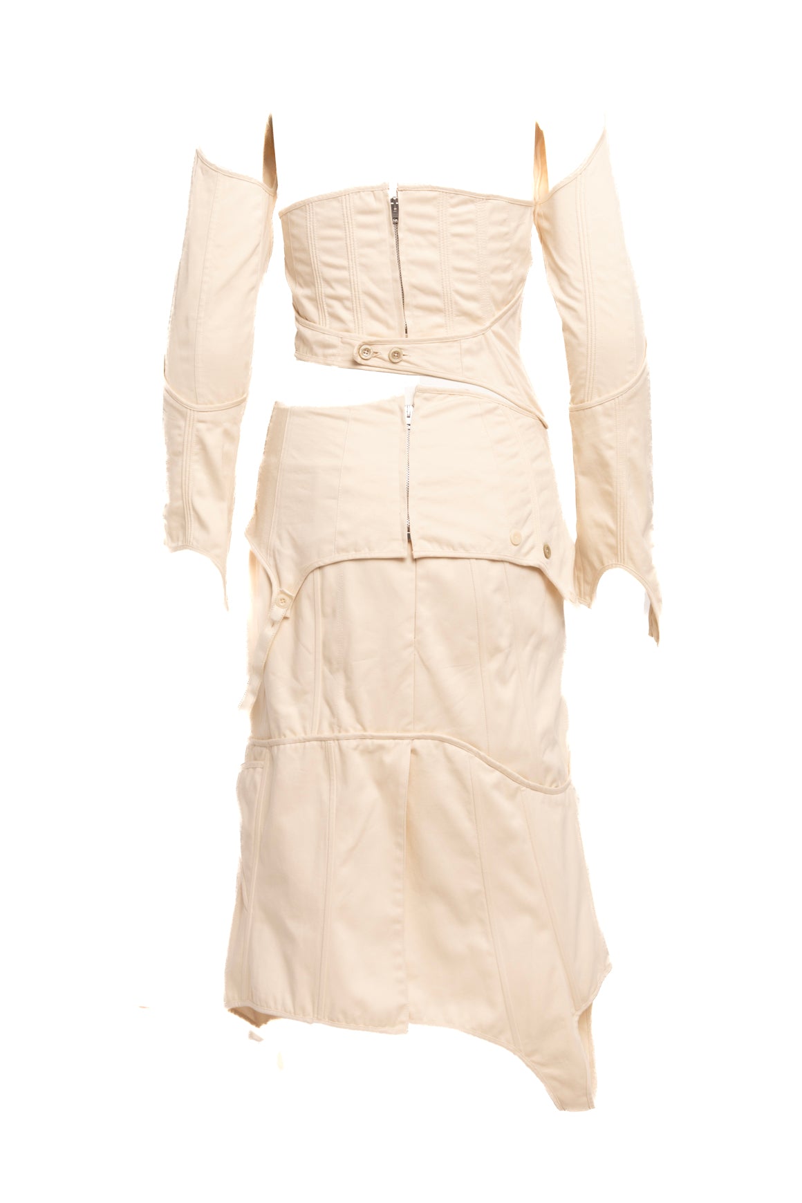 ACNE STUDIOS Cream Deconstructed Canvas Dress (Sz. XS)
