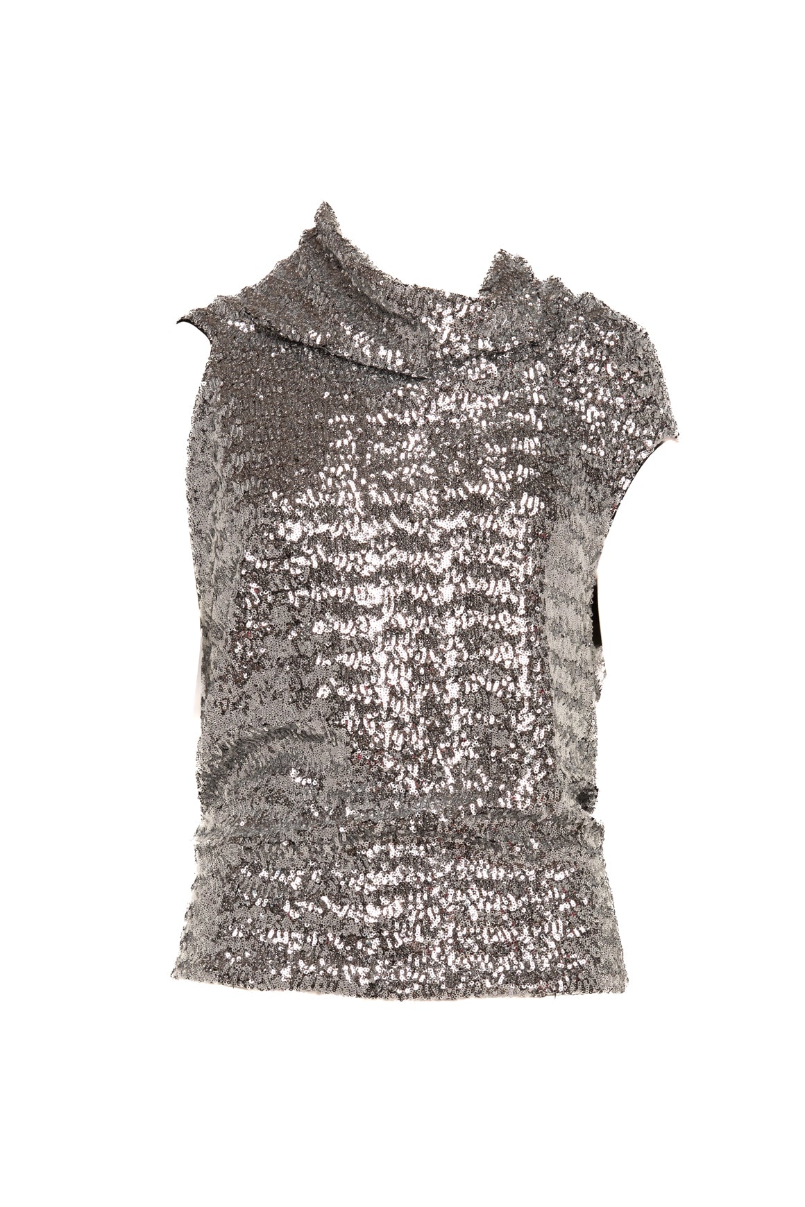 ROLAND MOURET Silver Sequin Halter Blouse (Sz. 4)