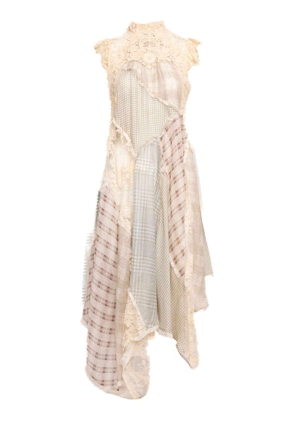 ZIMMERMANN Cream Lace & Plaid Dress (Sz. S)