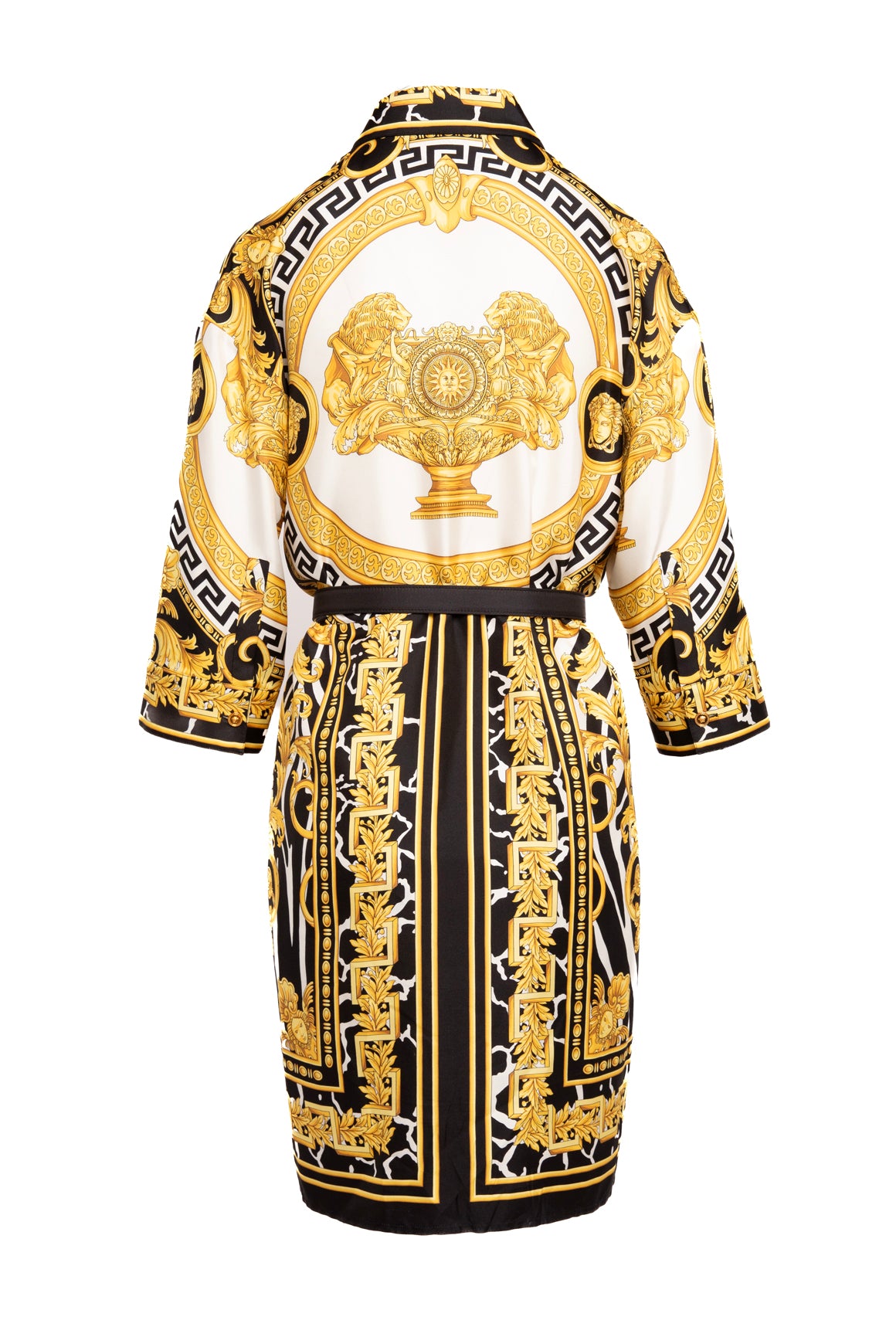 VERSACE Black/Gold Baroque Print Mini Dress (Sz. M)