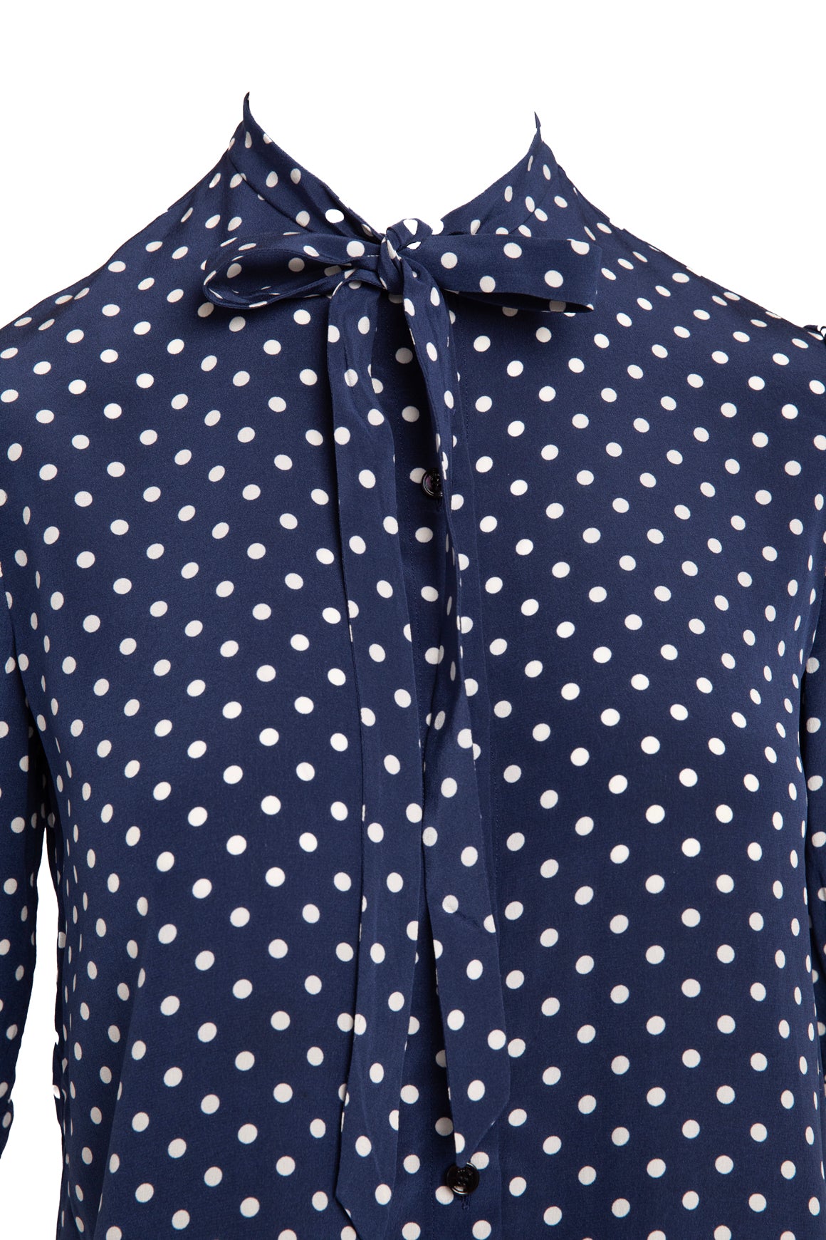 CELINE Blue/White Polka Dot Blouse (Sz. XS)