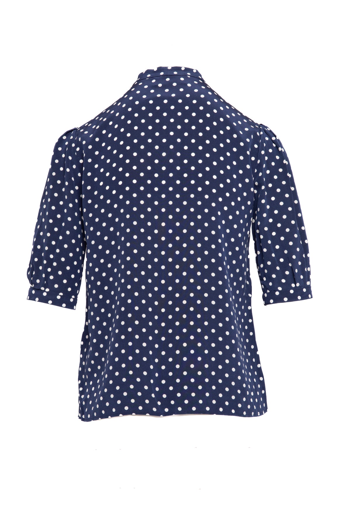 CELINE Blue/White Polka Dot Blouse (Sz. XS)