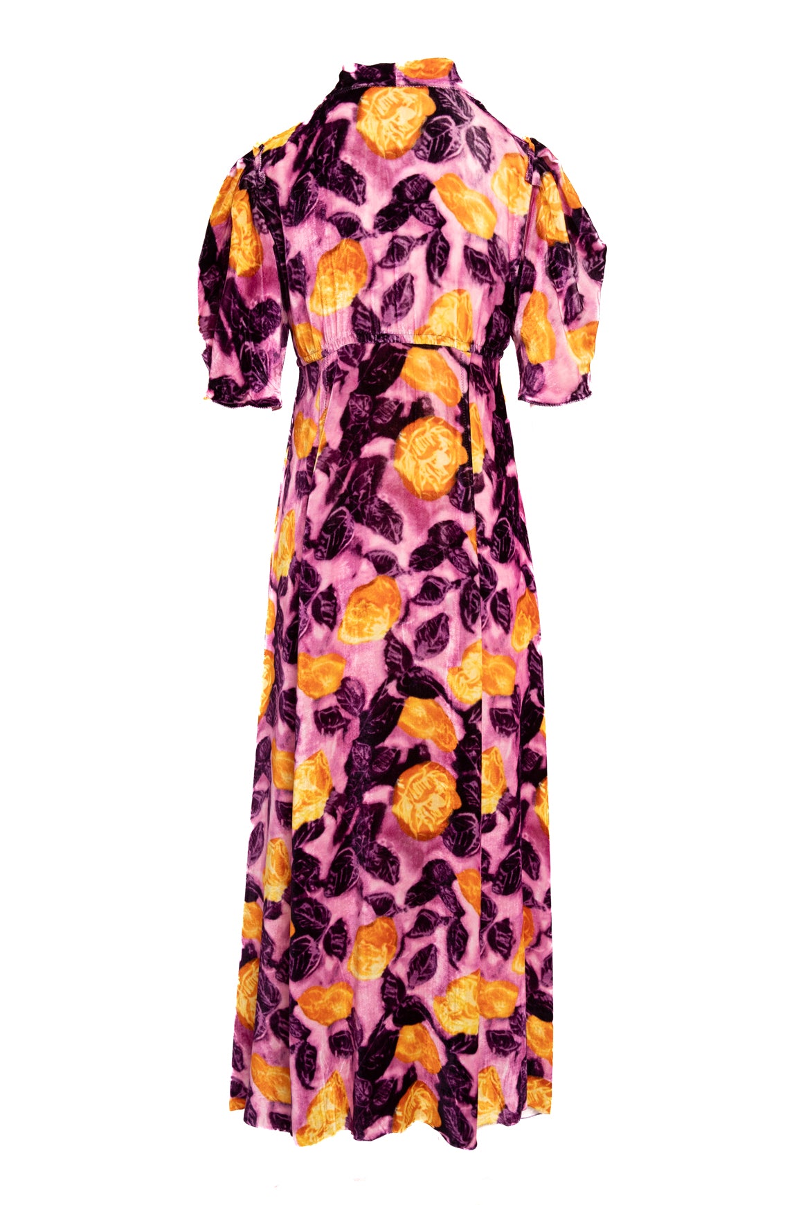 MARNI Orange/Pink Velvet Puff Sleeve Dress (Sz. M)