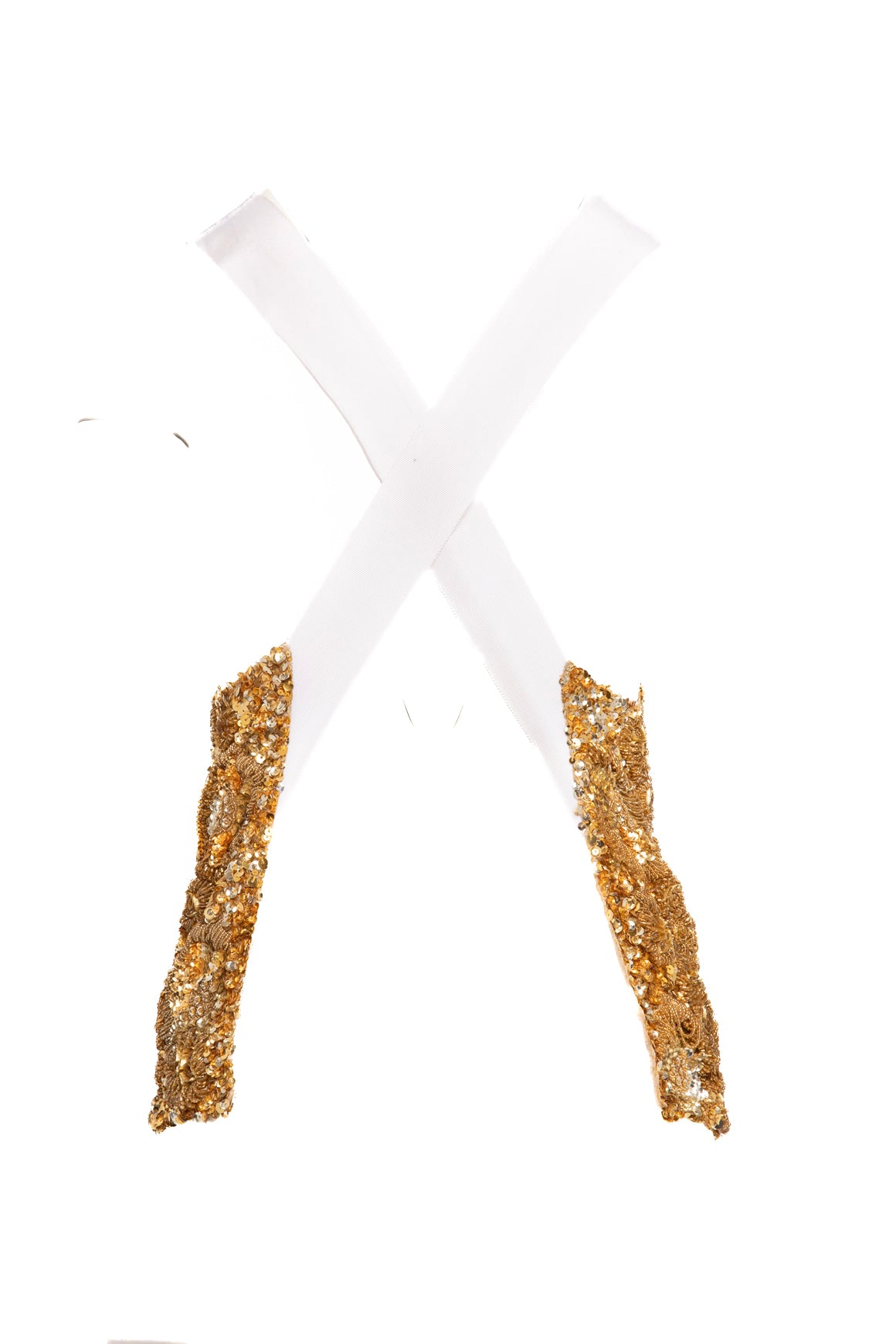 DRIES VAN NOTEN Gold Beaded Cross Back Top (Sz.M)