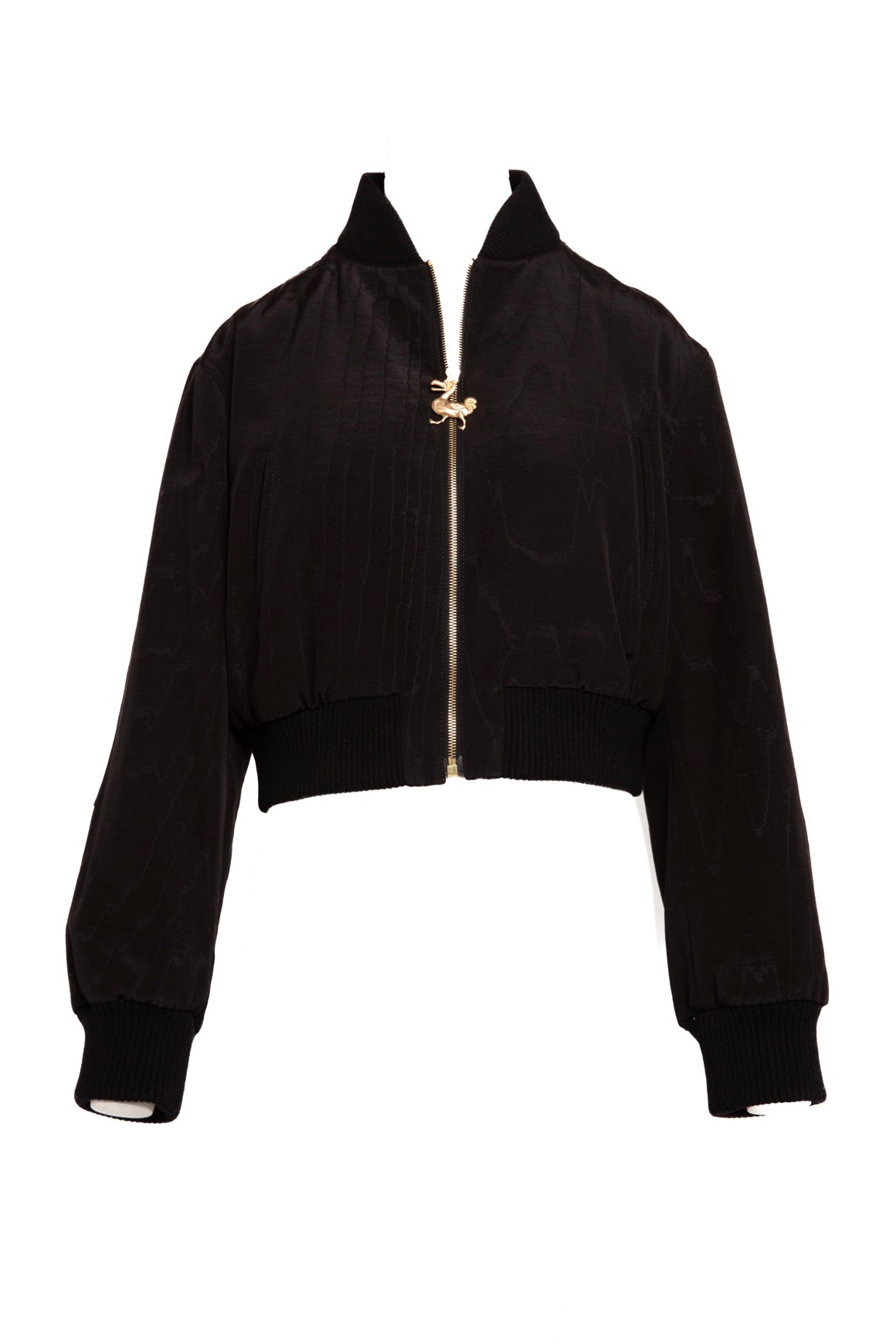 LOEWE Black Cropped Nylon Bomber (Sz.42/6)