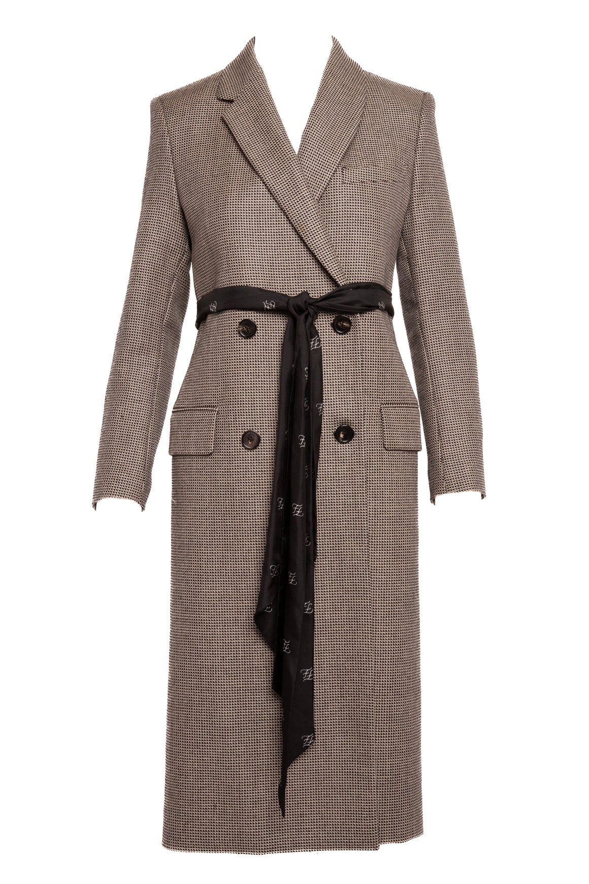 FENDI Black/Brown Belted Coat (Sz. 40)