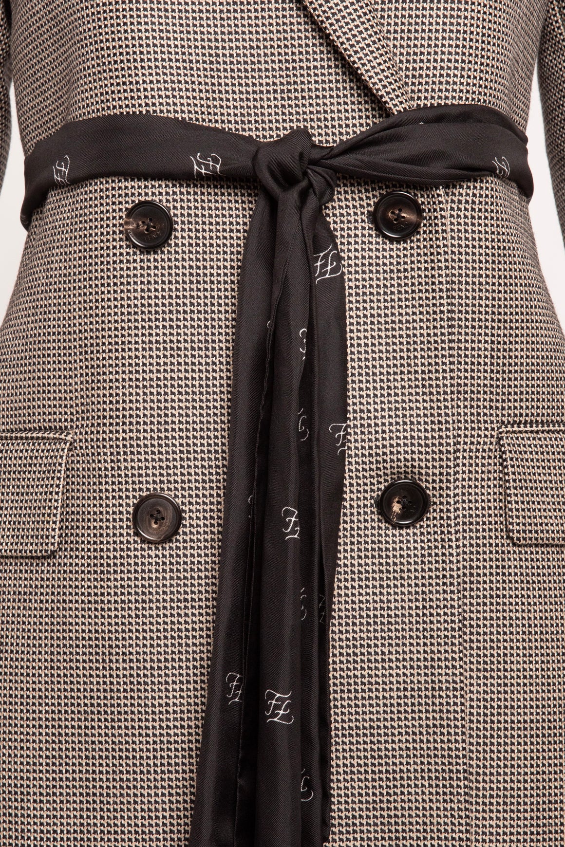 FENDI Black/Brown Belted Coat (Sz. 40)