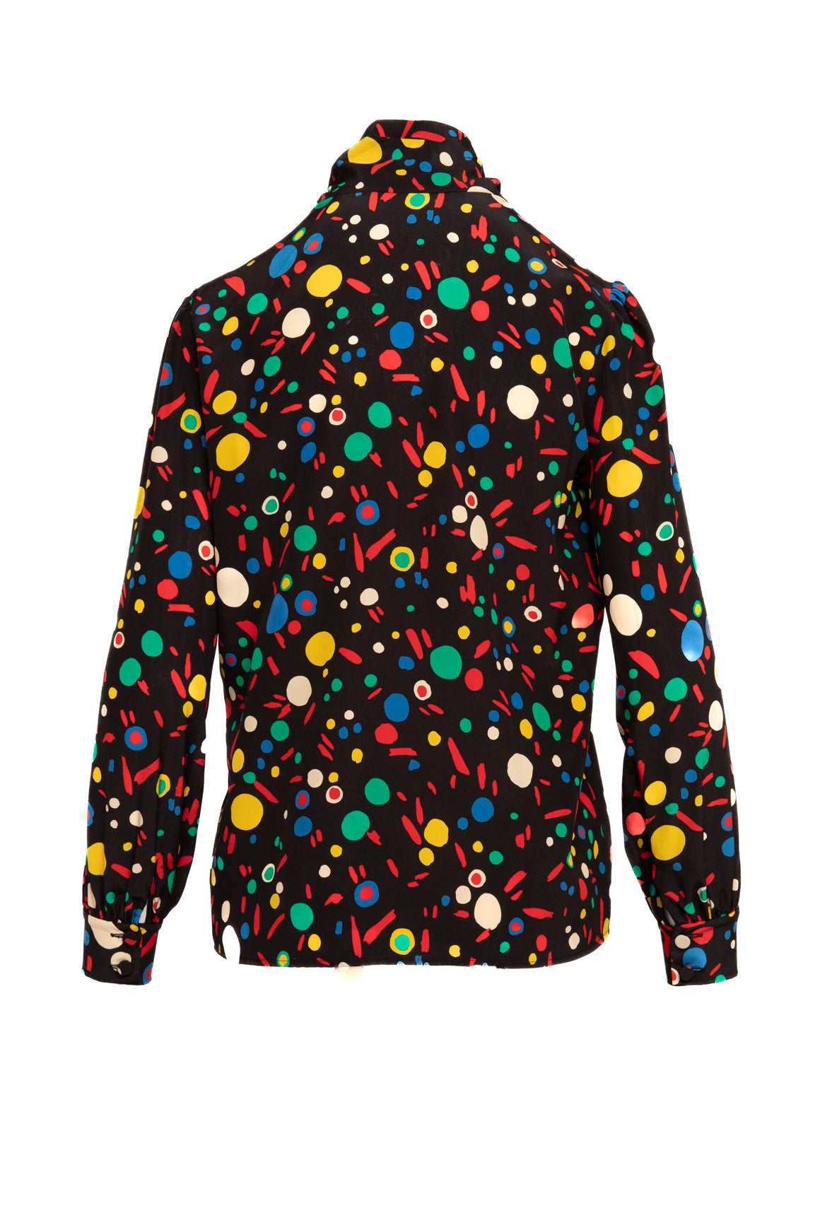 SAINT LAURENT Black/Rainbow Printed Blouse (Sz. S)