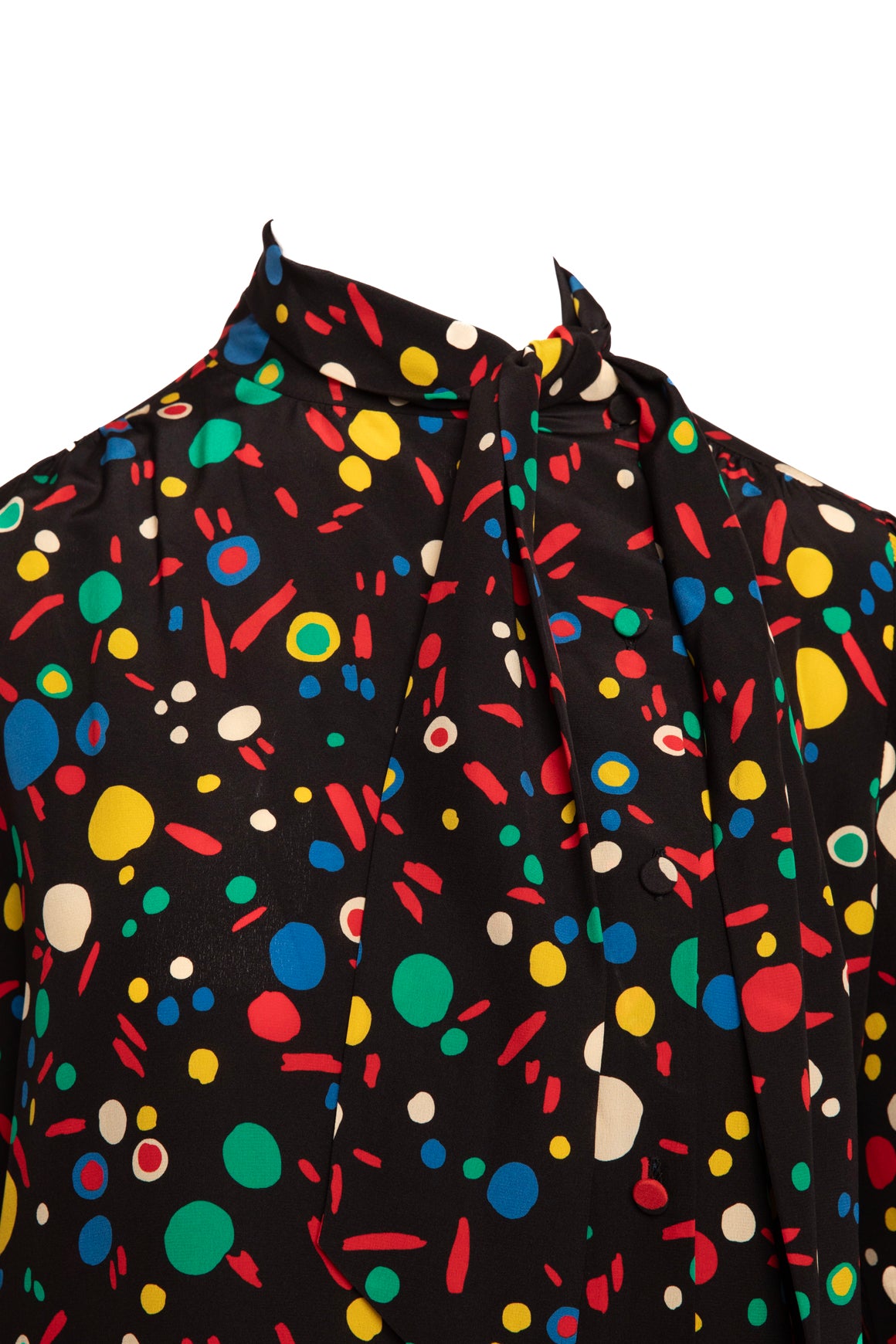 SAINT LAURENT Black/Rainbow Printed Blouse (Sz. S)