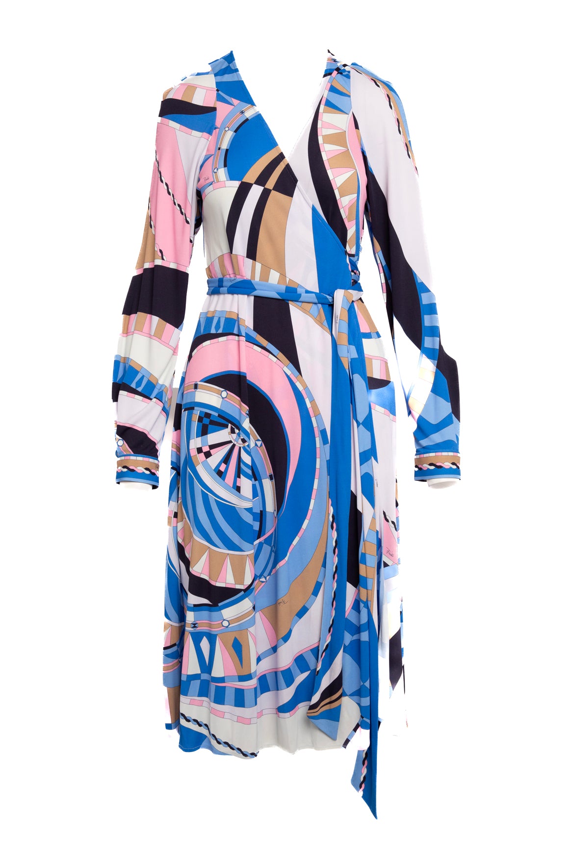 EMILIO PUCCI Blue/Pink Printed Midi Dress (Sz. S/M)