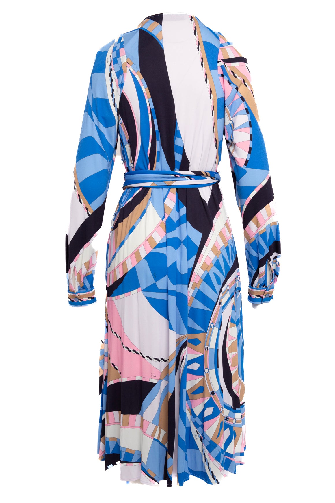 EMILIO PUCCI Blue/Pink Printed Midi Dress (Sz. S/M)