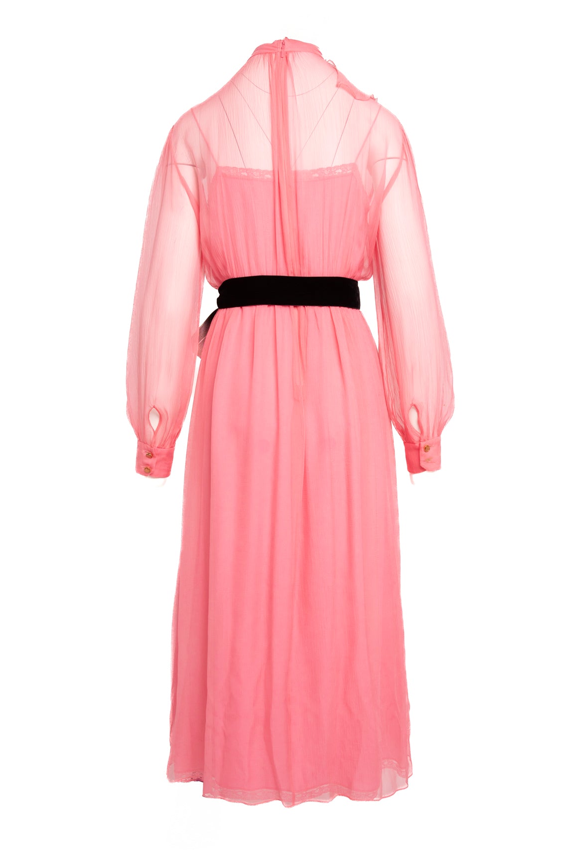GUCCI Pink Silk Ruffle Midi Dress (Sz. S)