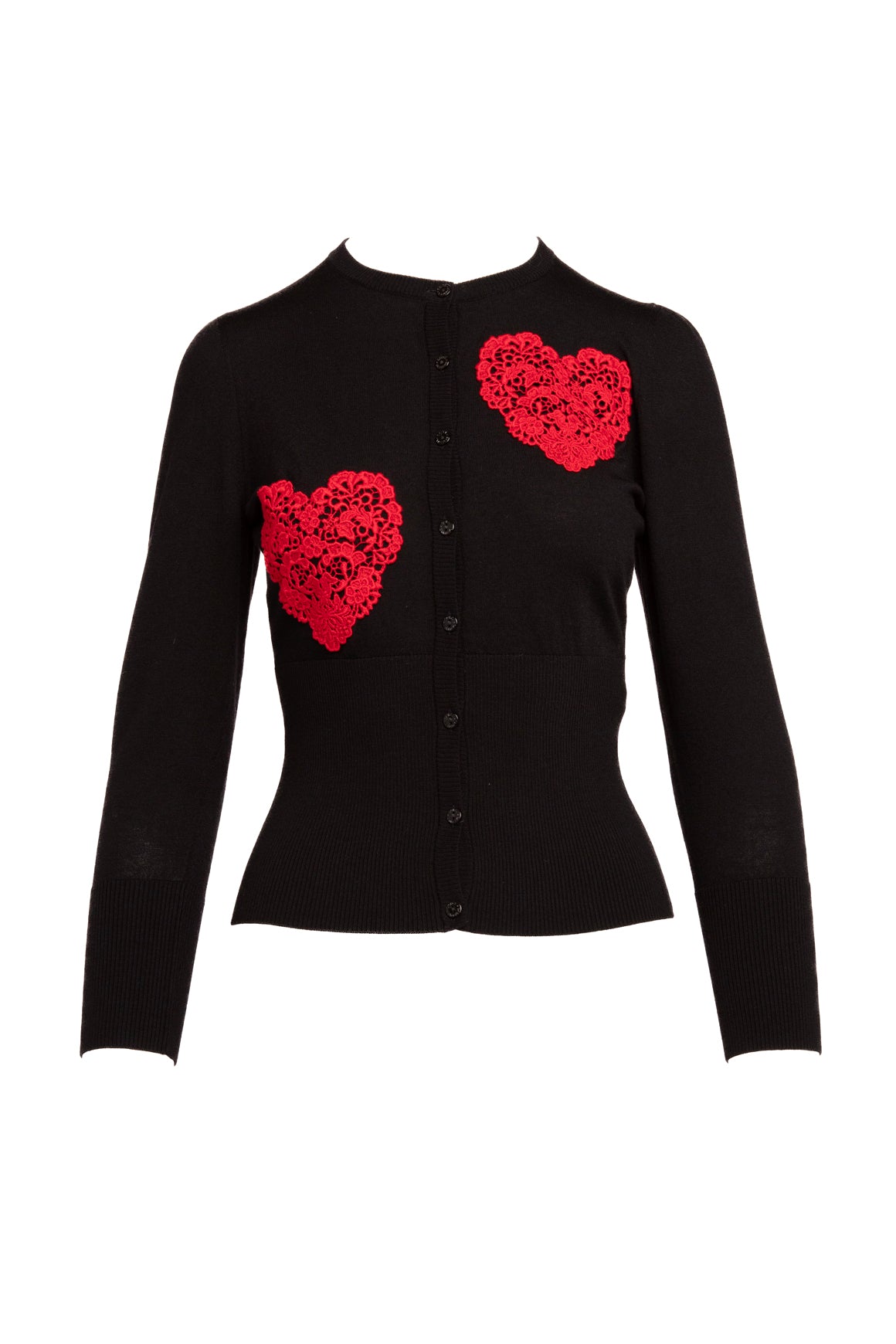 DOLCE & GABBANA Cardi w/ Lace Hearts (Sz. S)