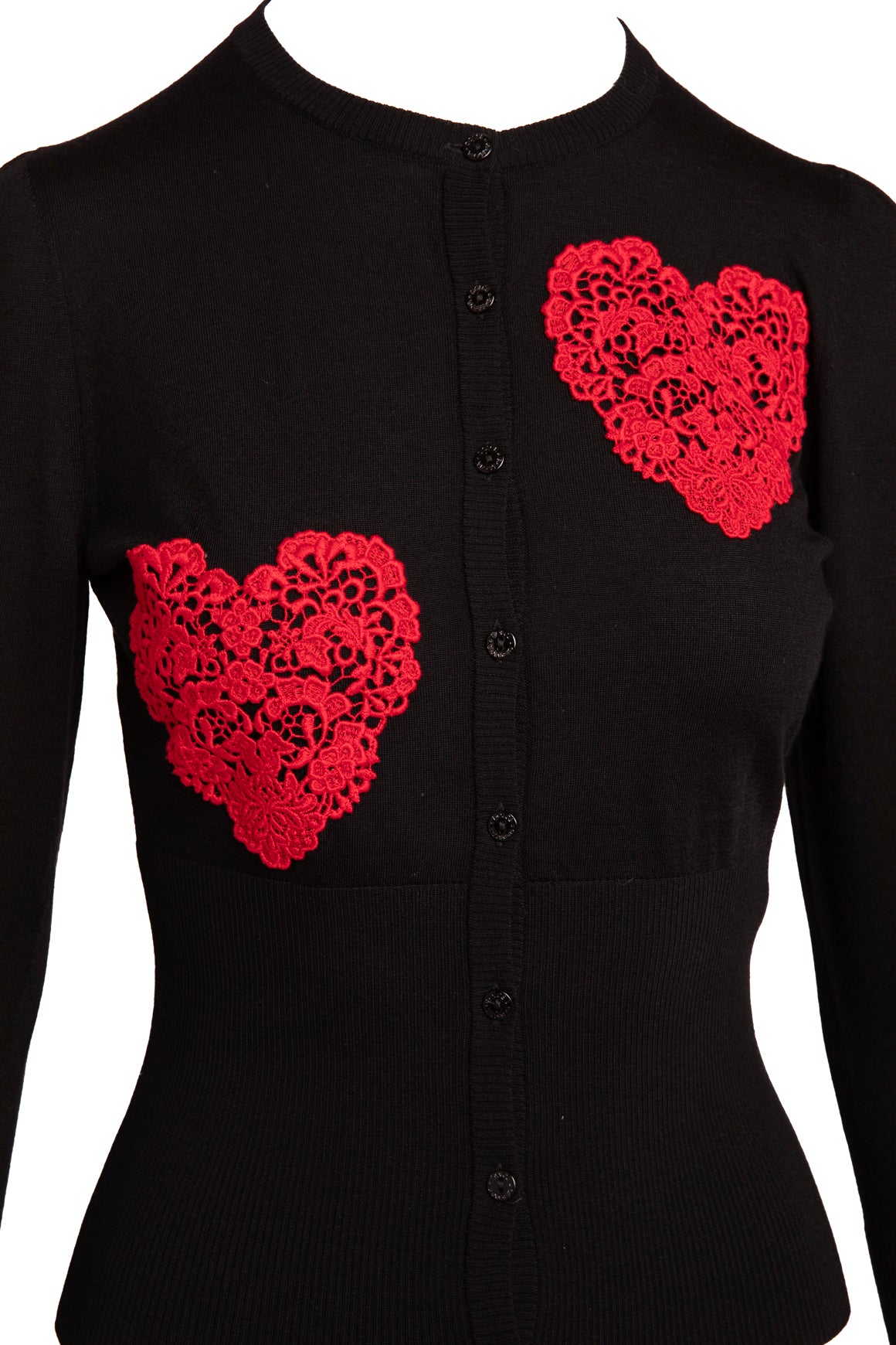 DOLCE & GABBANA Cardi w/ Lace Hearts (Sz. S)