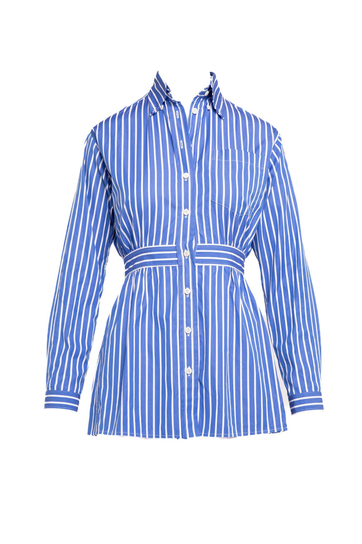 PRADA Blue/White Striped LS Blouse (Sz. S)