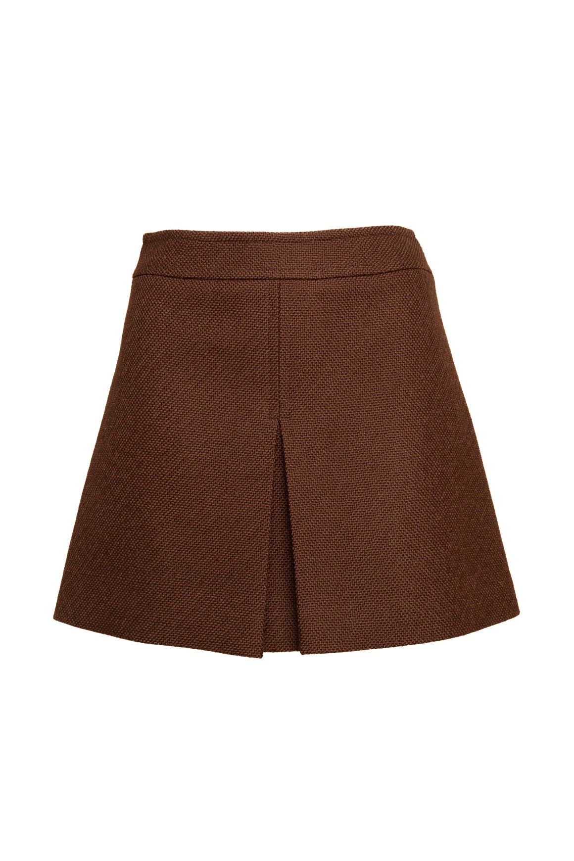 CELINE Brown Wool Pleat Mini Skirt (Sz. 38/2)