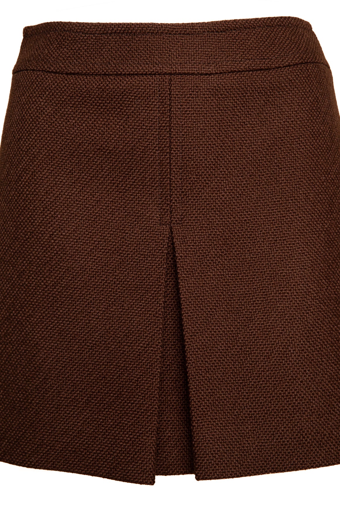 CELINE Brown Wool Pleat Mini Skirt (Sz. 38/2)