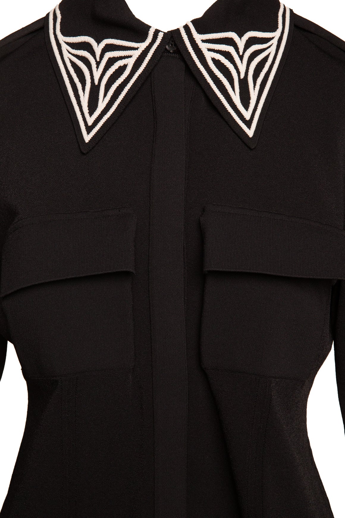 PROENZA SCHOULER Black Knit White Embroidered Top (Sz. L)