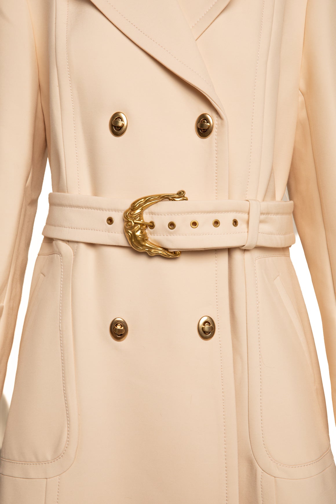 ZIMMERMANN Cream Wool Moon Face Belted Coat (Sz. 3/L)
