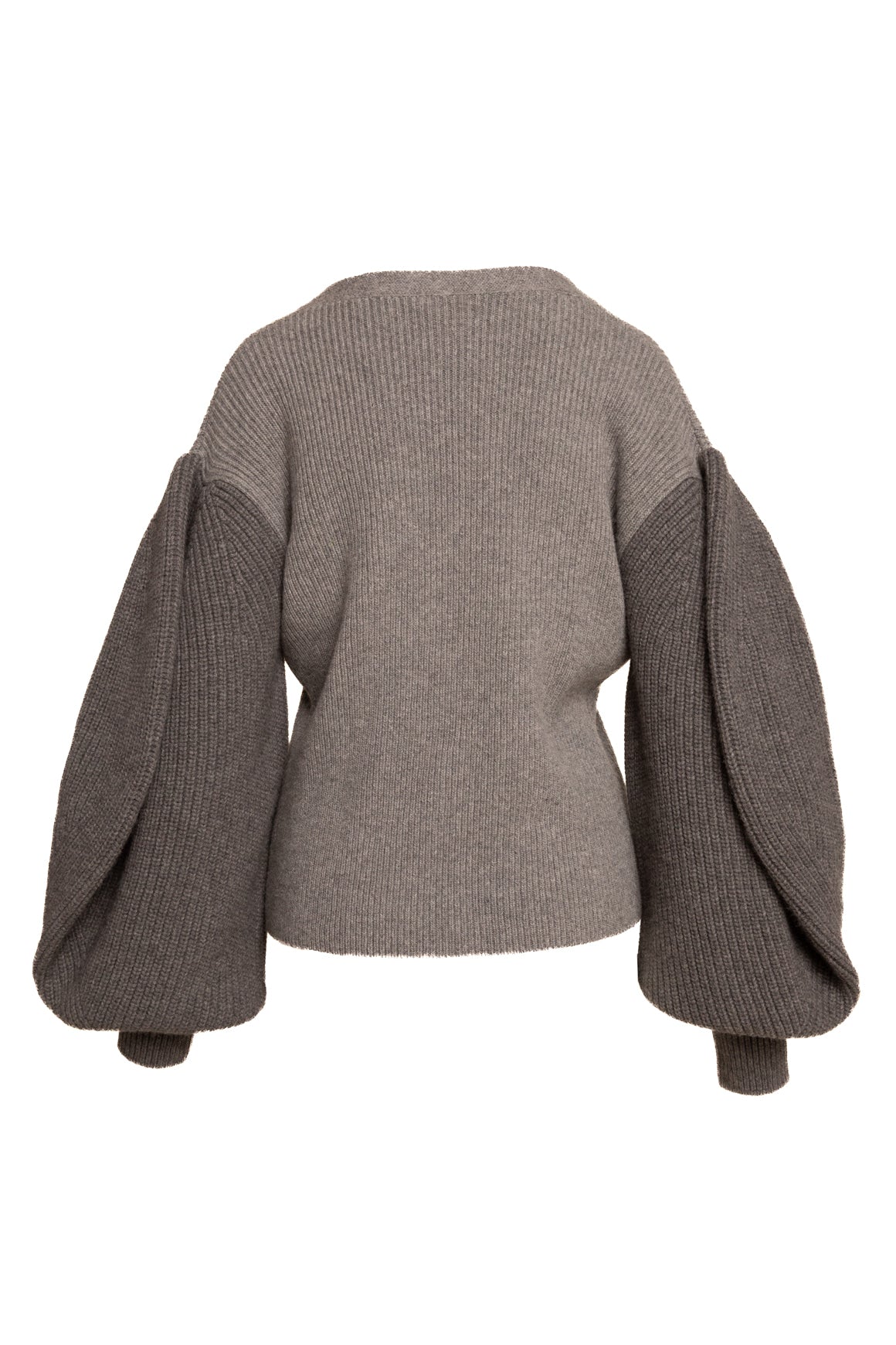 LOEWE Grey Boxy Knit Oversized Balloon Sleeve Cardigan (Sz. L)