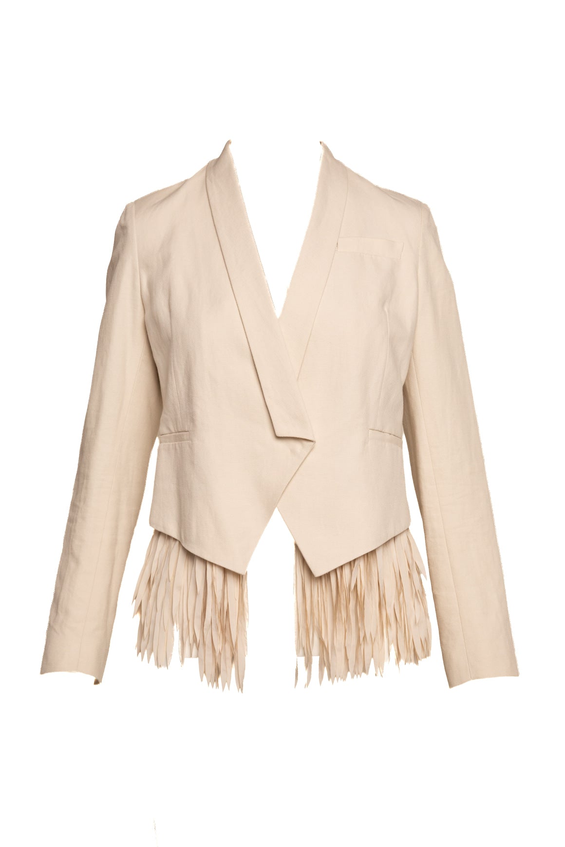 BRUNELLO CUCINELLI Cream Fringe Crop Blazer (Sz. 42/6)