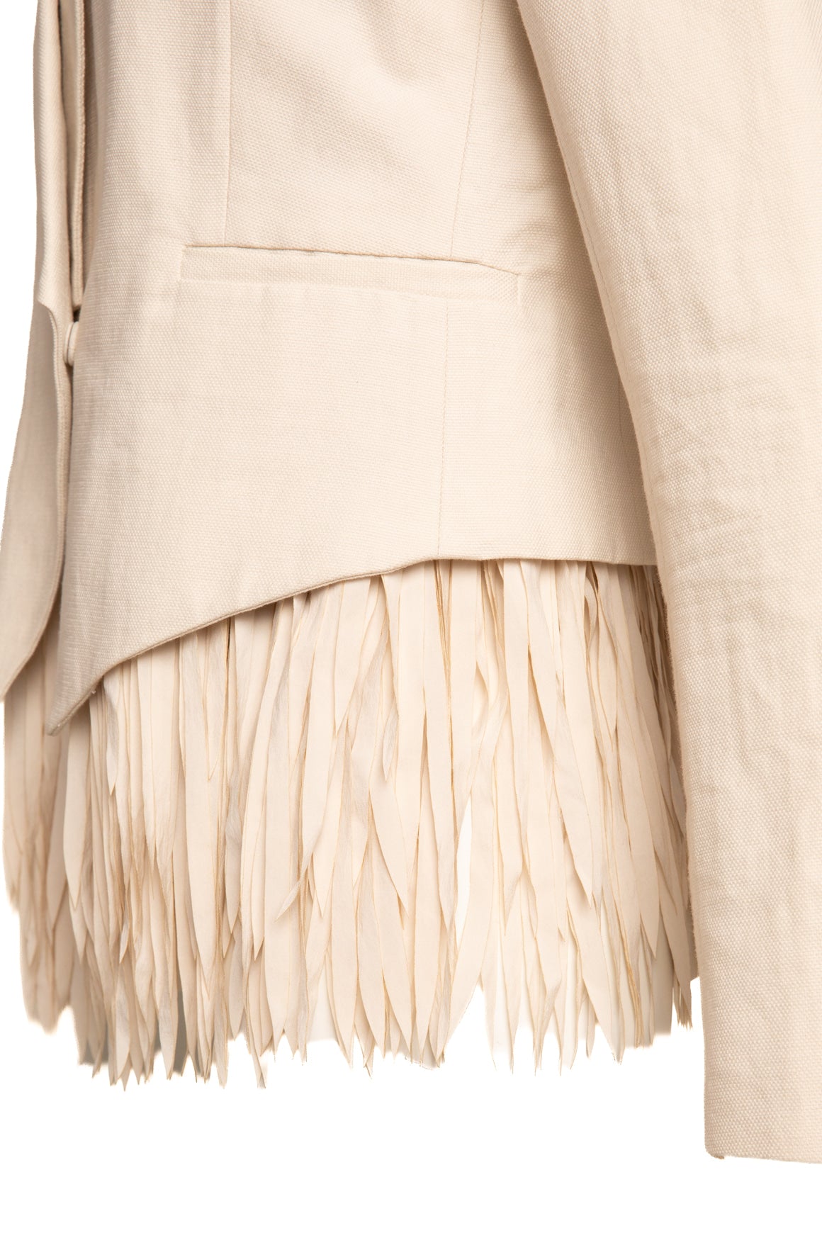 BRUNELLO CUCINELLI Cream Fringe Crop Blazer (Sz. 42/6)
