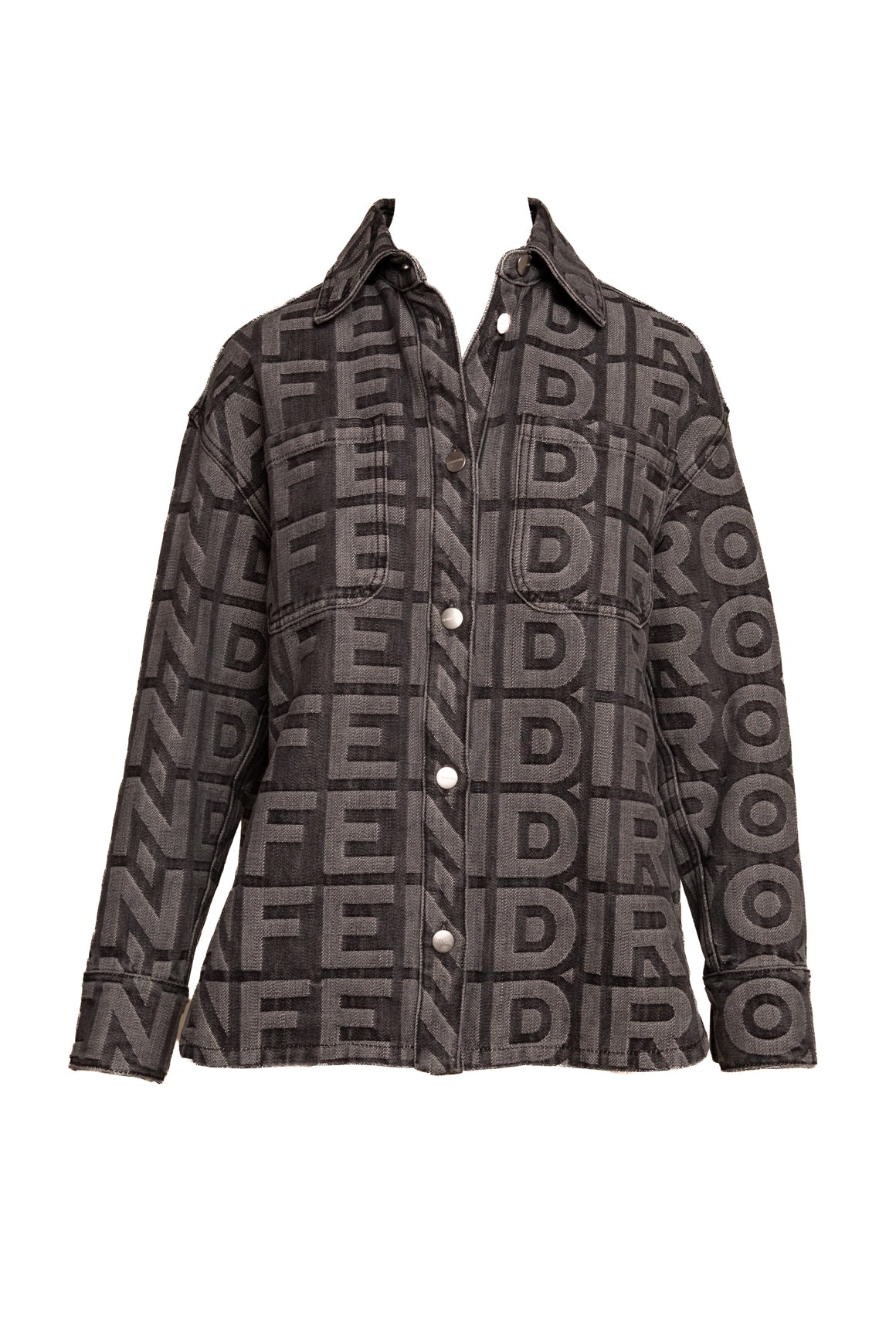 FENDI X MARC JACOBS Charcoal Logo Denim Jacket (Sz. 38/2)