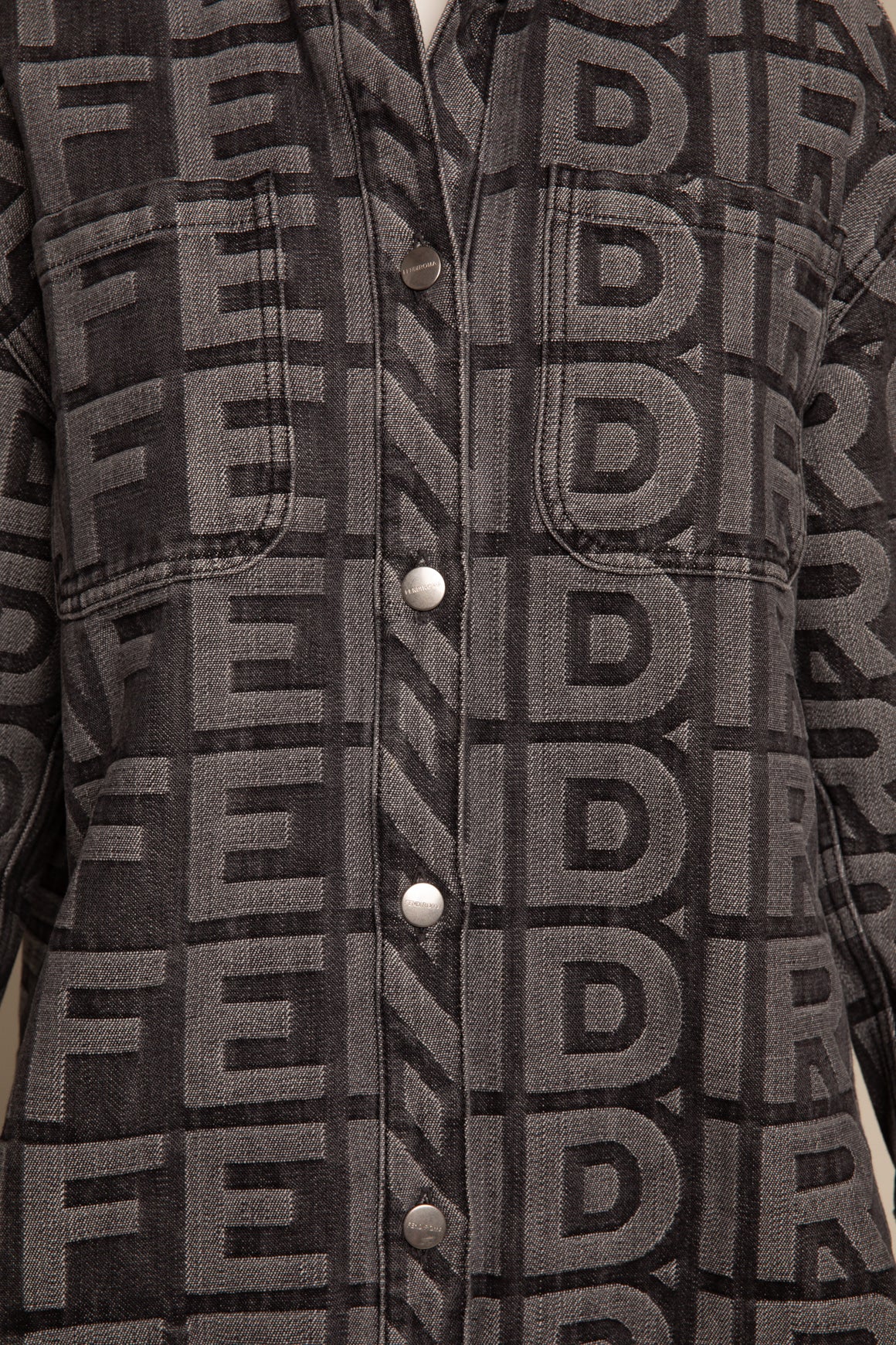 FENDI X MARC JACOBS Charcoal Logo Denim Jacket (Sz. 38/2)