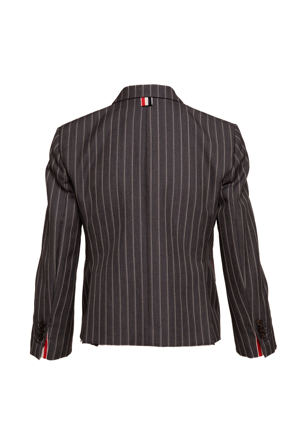THOM BROWNE Grey Pinstripe Crop Blazer (Sz. 42/6)