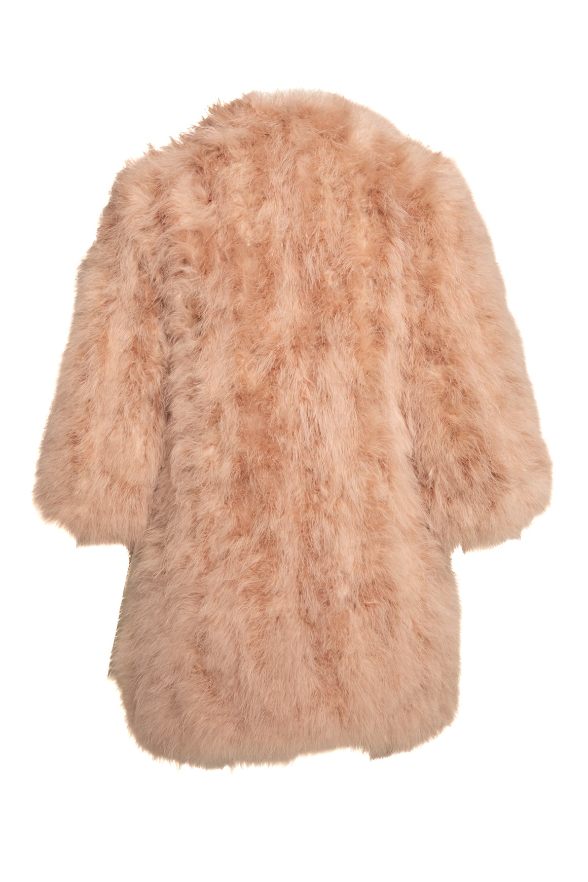YVES SALOMON Pink Turkey Feather Longline Jacket (Sz. 38/2)