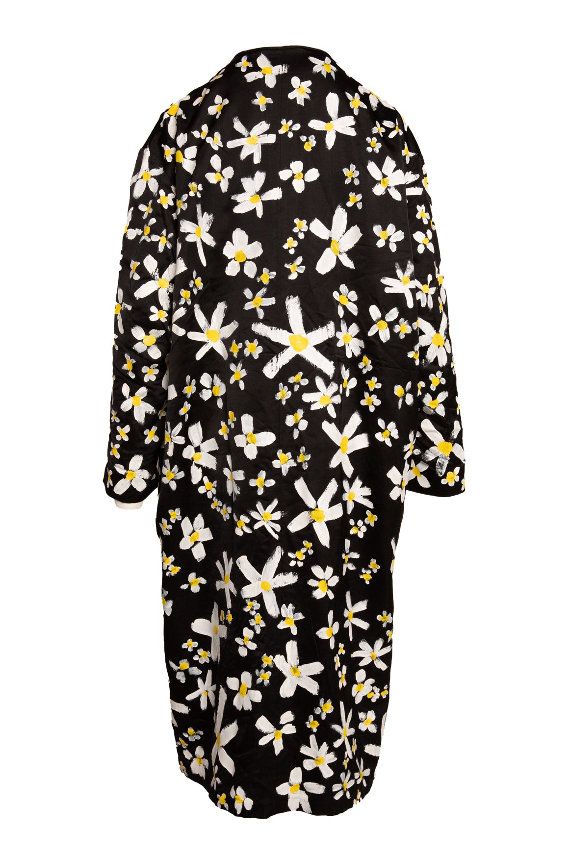 MAISON MARGIELA Black Satin Daisy Painted Coat (Sz. 40/4)