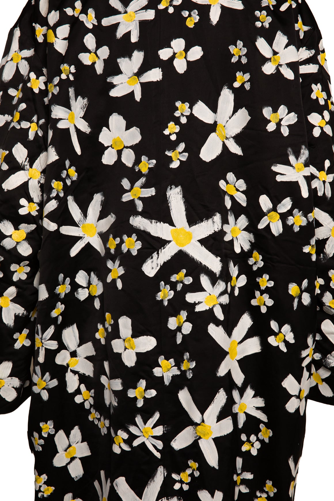 MAISON MARGIELA Black Satin Daisy Painted Coat (Sz. 40/4)
