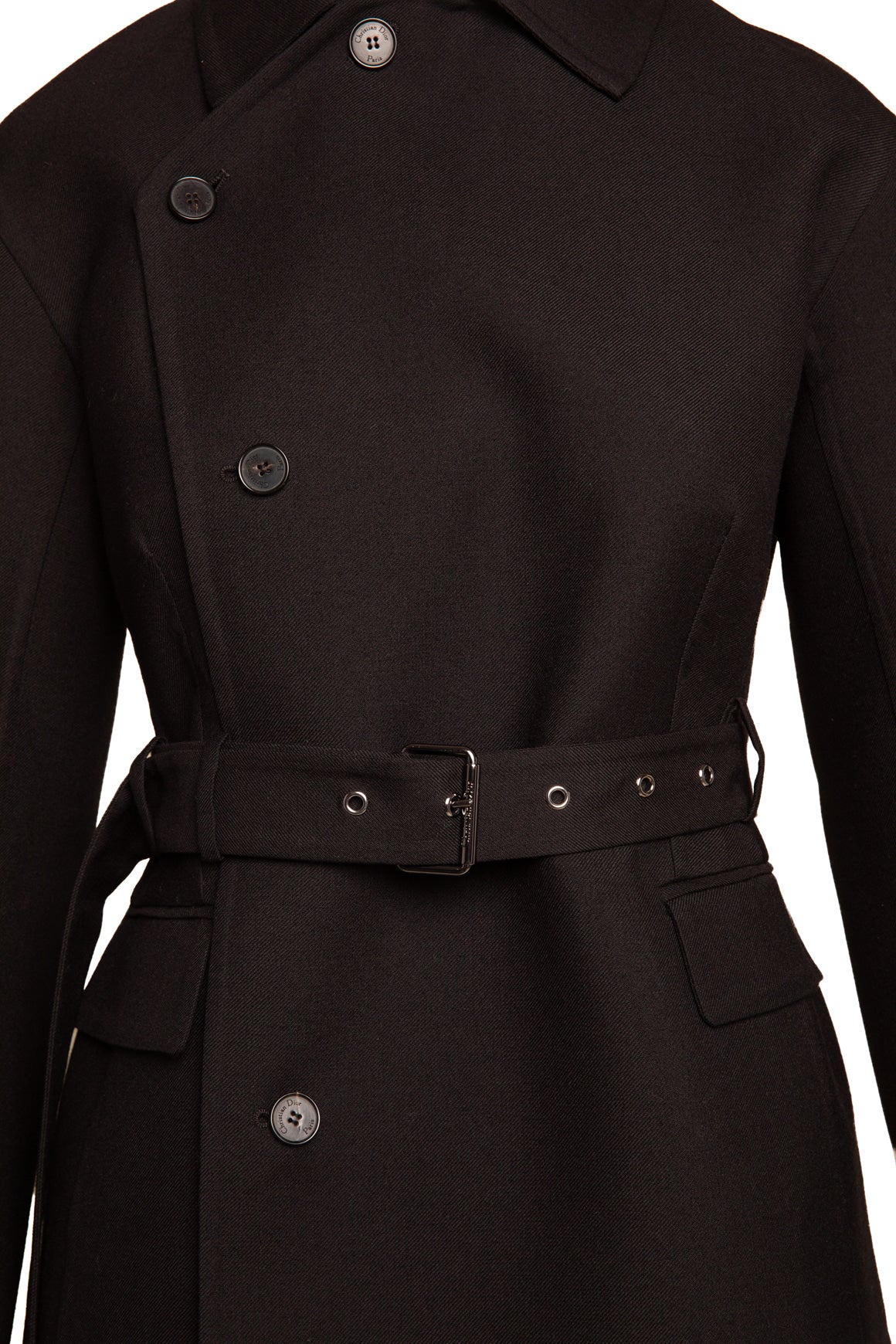 CHRISTIAN DIOR Black Wool Belted Jacket (Sz. 6)