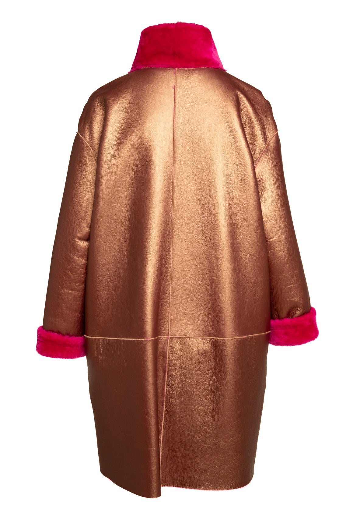 Pink Genuine Fur Mink Pocket Longline Coat (Sz. OS)