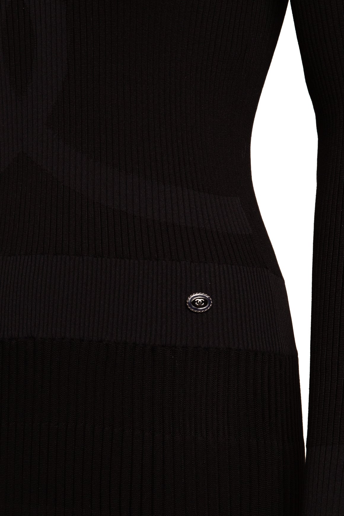2019 CHANEL Black Knit CC Drop Waist Midi Dress (Sz. 36/0)