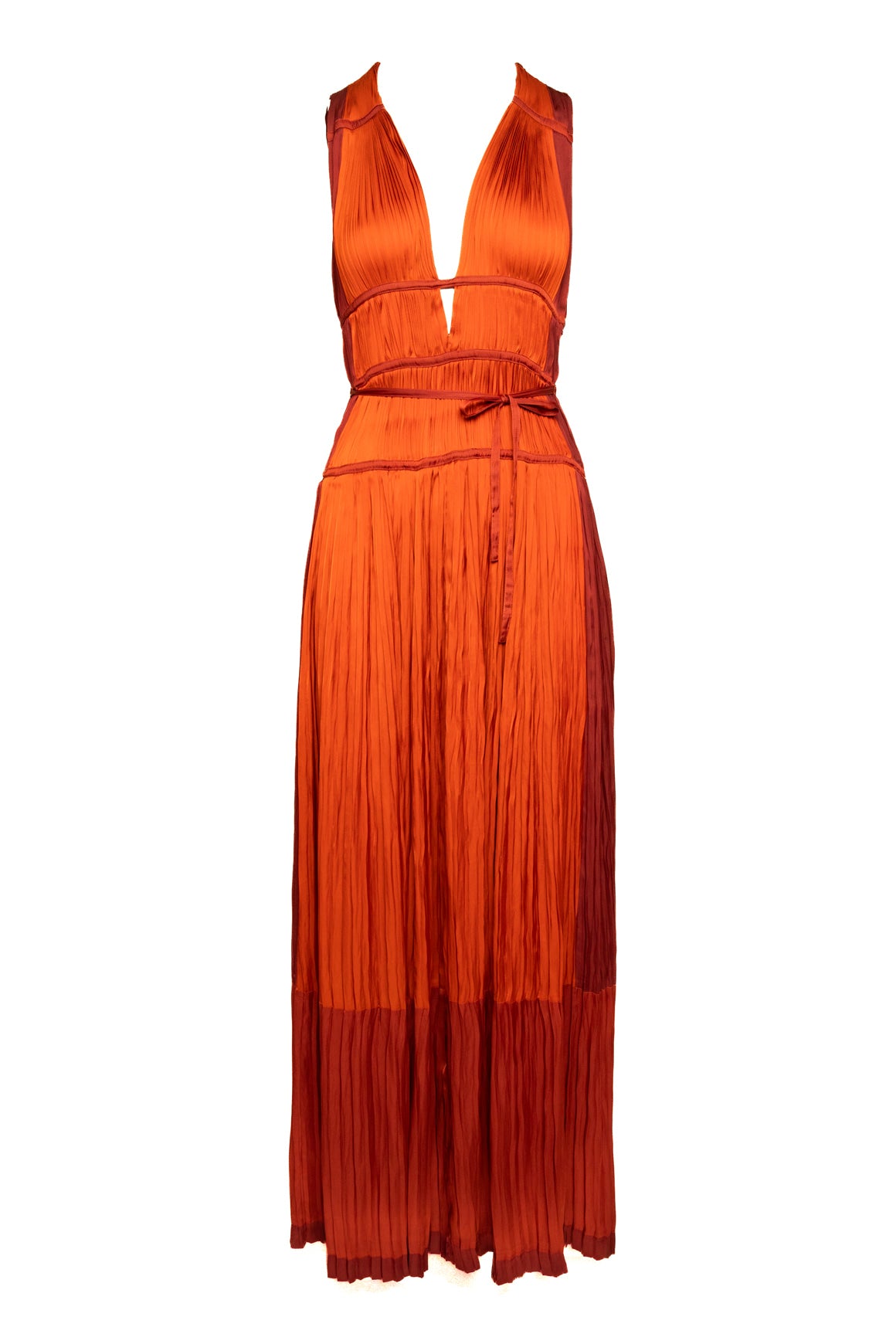 ULLA JOHNSON Burnt Orange Pleated Maxi Dress (Sz. 6)