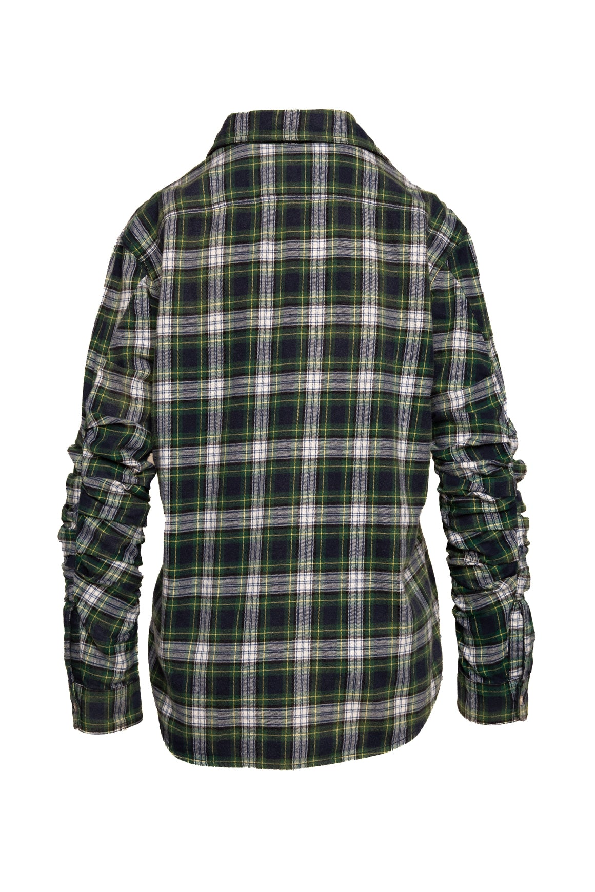 R13 Green & Blue Plaid Ruched Sleeve Flannel (Sz. XS)