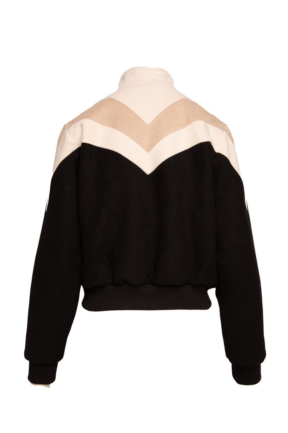 MOTHER Cream & Black Felted Bomber Jacket (Sz. S)