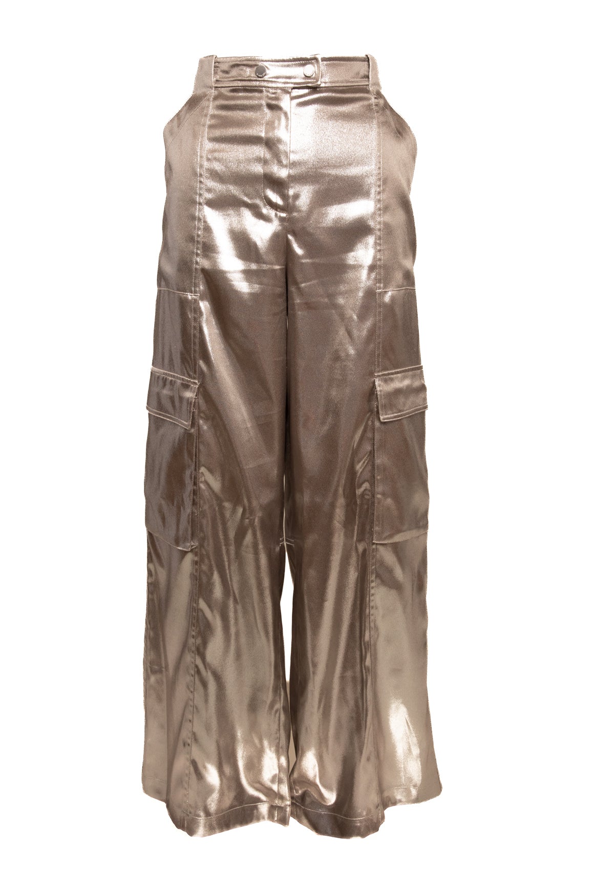 SIMKHAI Silver Metallic Cargo Pocket Pants (Sz. 12)