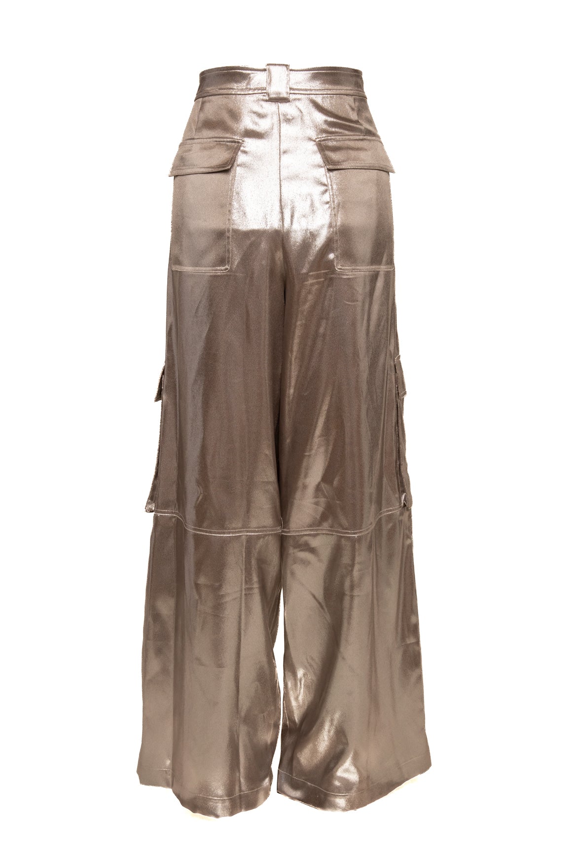 SIMKHAI Silver Metallic Cargo Pocket Pants (Sz. 12)