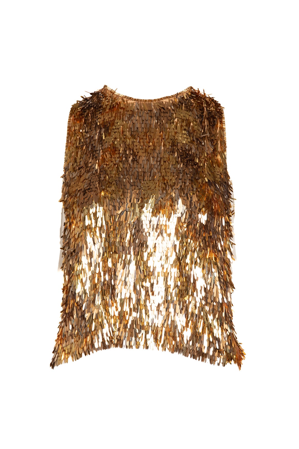 ULLA JOHNSON Gold Fringed Sequin Blouse (Sz. 2)