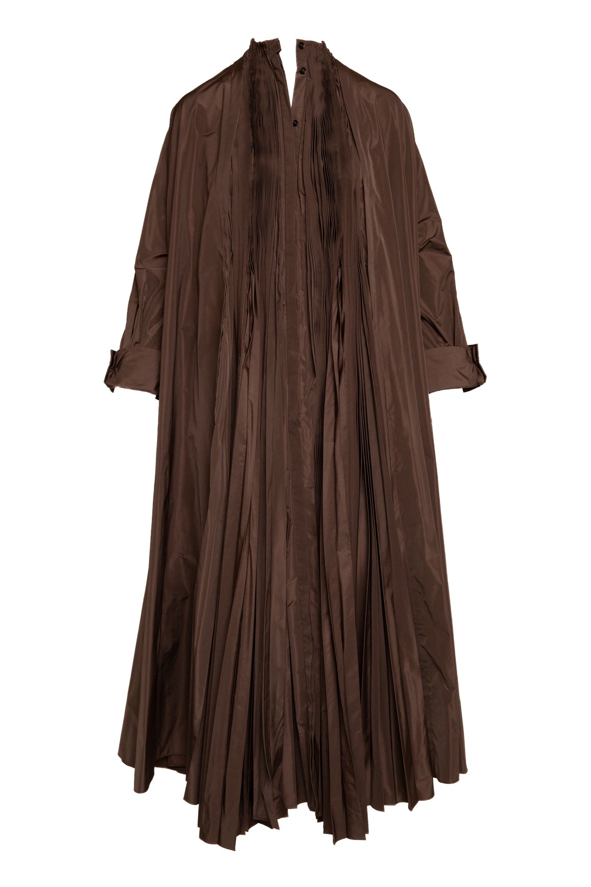 JIL SANDER Brown Taffeta Pleat Midi Dress (Sz. 38/4)