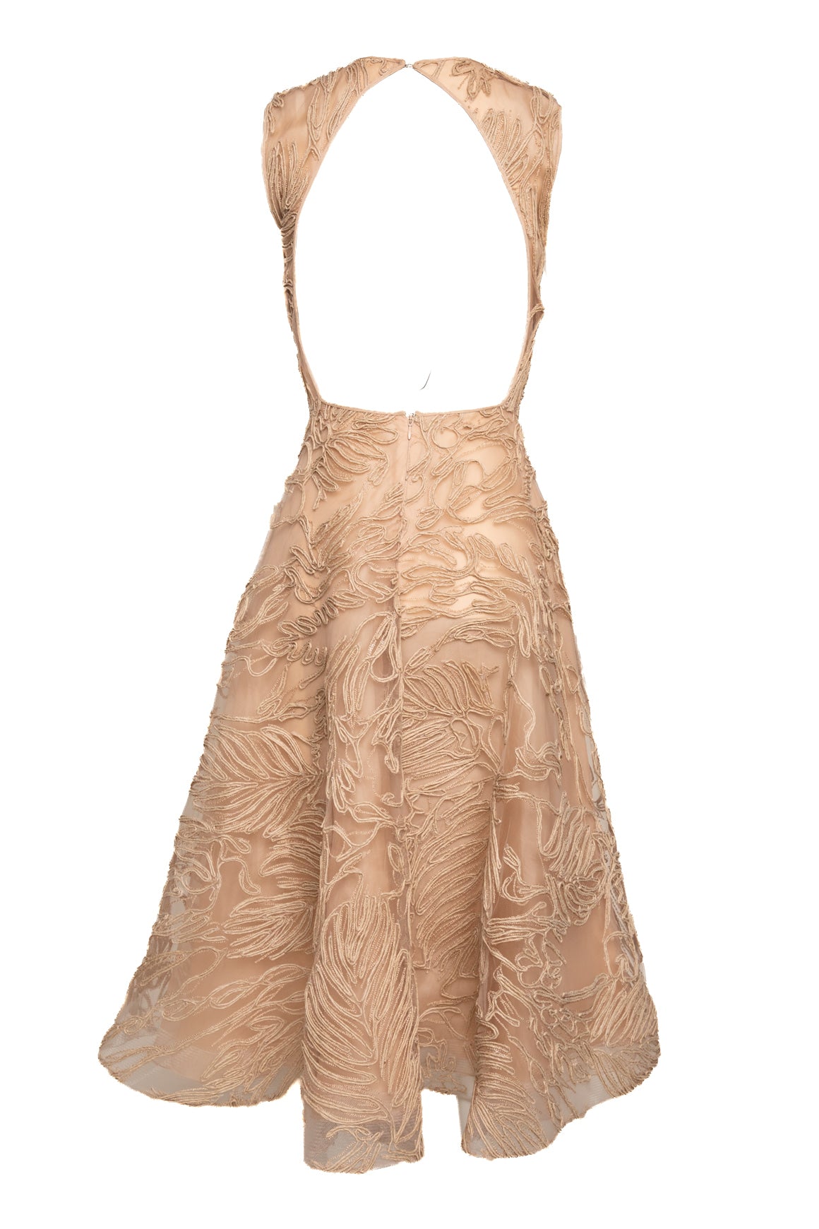 NAEEM KAHN Raffia Embroidered Mesh Midi Dress (Sz. 2)