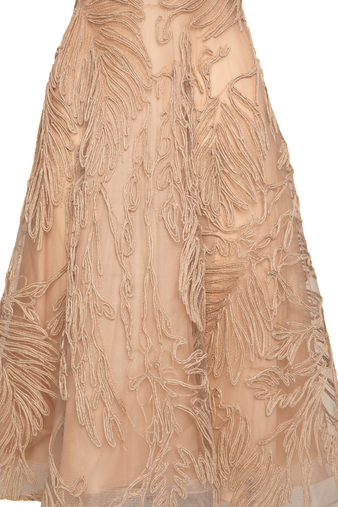 NAEEM KAHN Raffia Embroidered Mesh Midi Dress (Sz. 2)