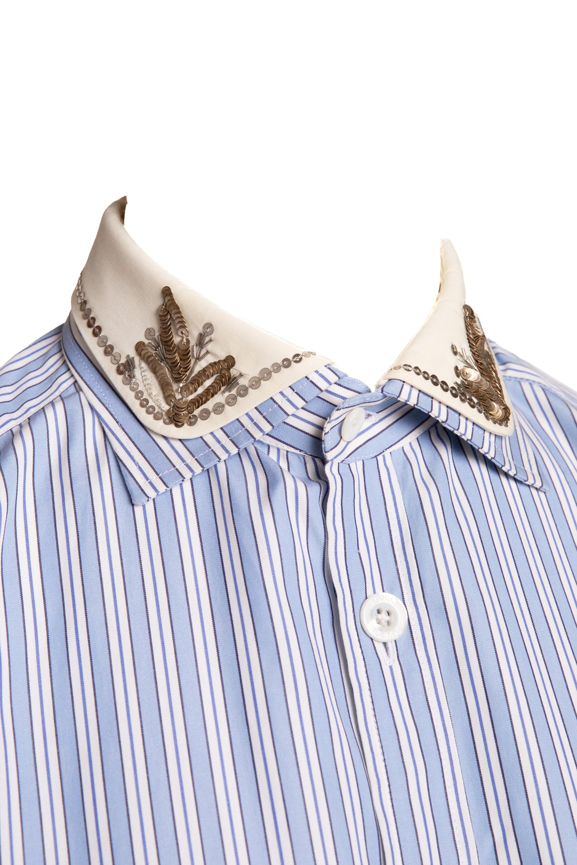 GUCCI Blue Pinstripe Shirt Dress (Sz. 42/6)