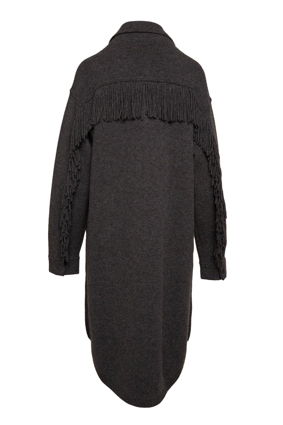 WHITE + WARREN Grey Cashmere Fringe Back Knit Coat (Sz. S)