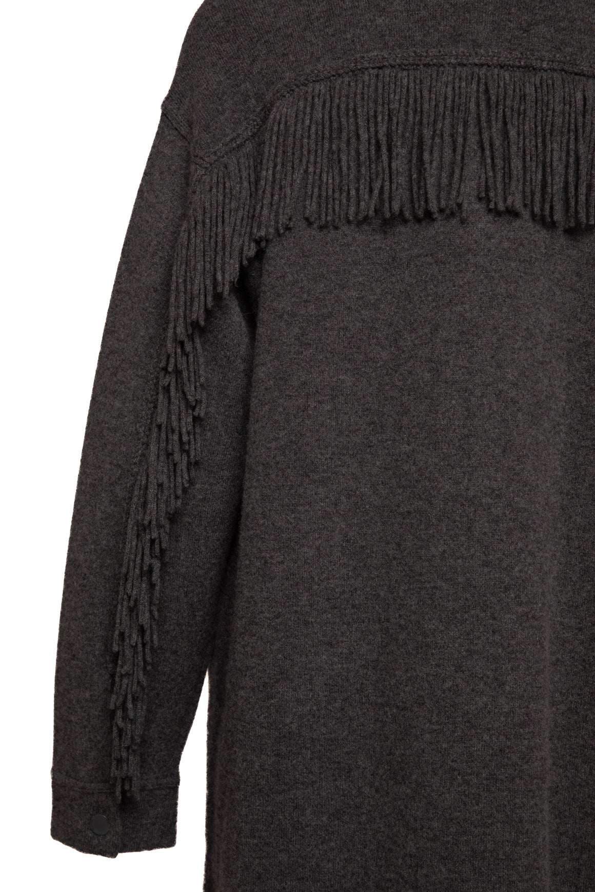 WHITE + WARREN Grey Cashmere Fringe Back Knit Coat (Sz. S)